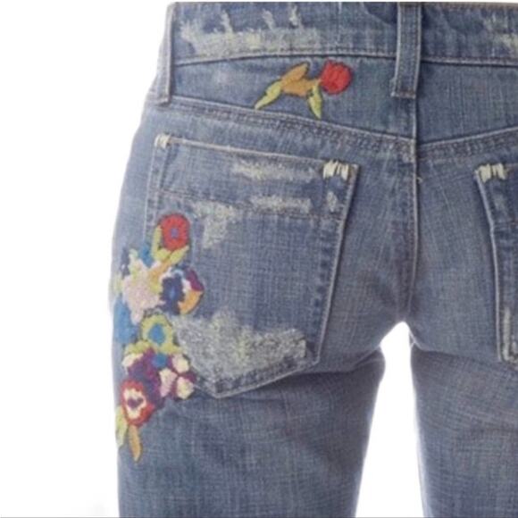 JOE'S JEANS Vintage 1971 Floral Embroidered Socialite Havens Wash Flare Sz 27 - Picture 1 of 9